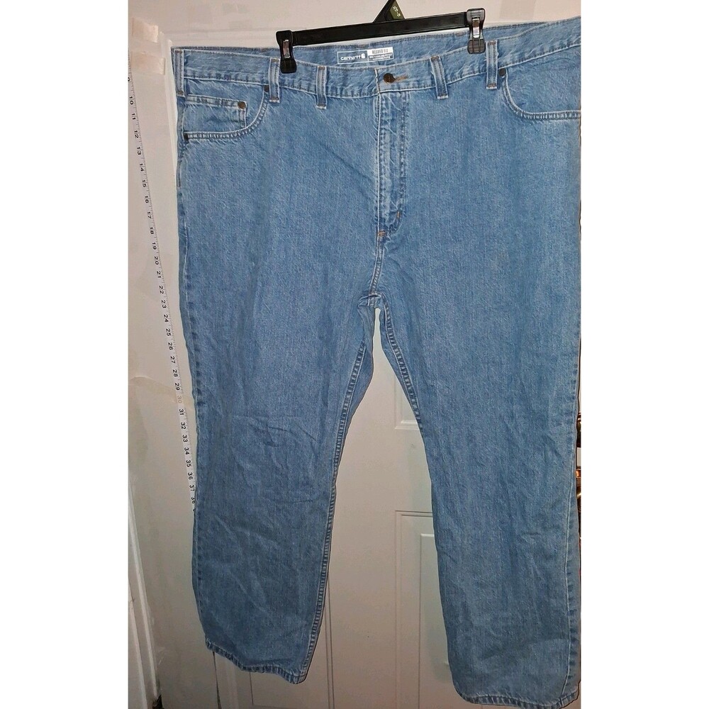 Carhartt Relaxed Fit Jeans 48x30 Blue Denim Workwear BD5119-M 100% Cotton